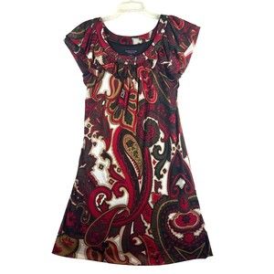 Women's Signature By Robbie Bee Dress Multicolor Paisley Print, Lined, 6P